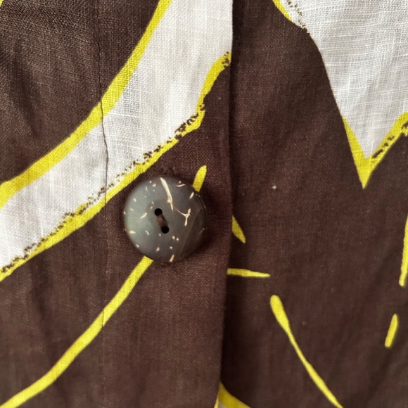 Botanical Leaf Linen Back-button Midi Dress (WHIT TWO for Anthropologie) - Picture 4 of 4